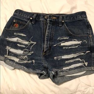 Distressed jean shorts (aritzia)